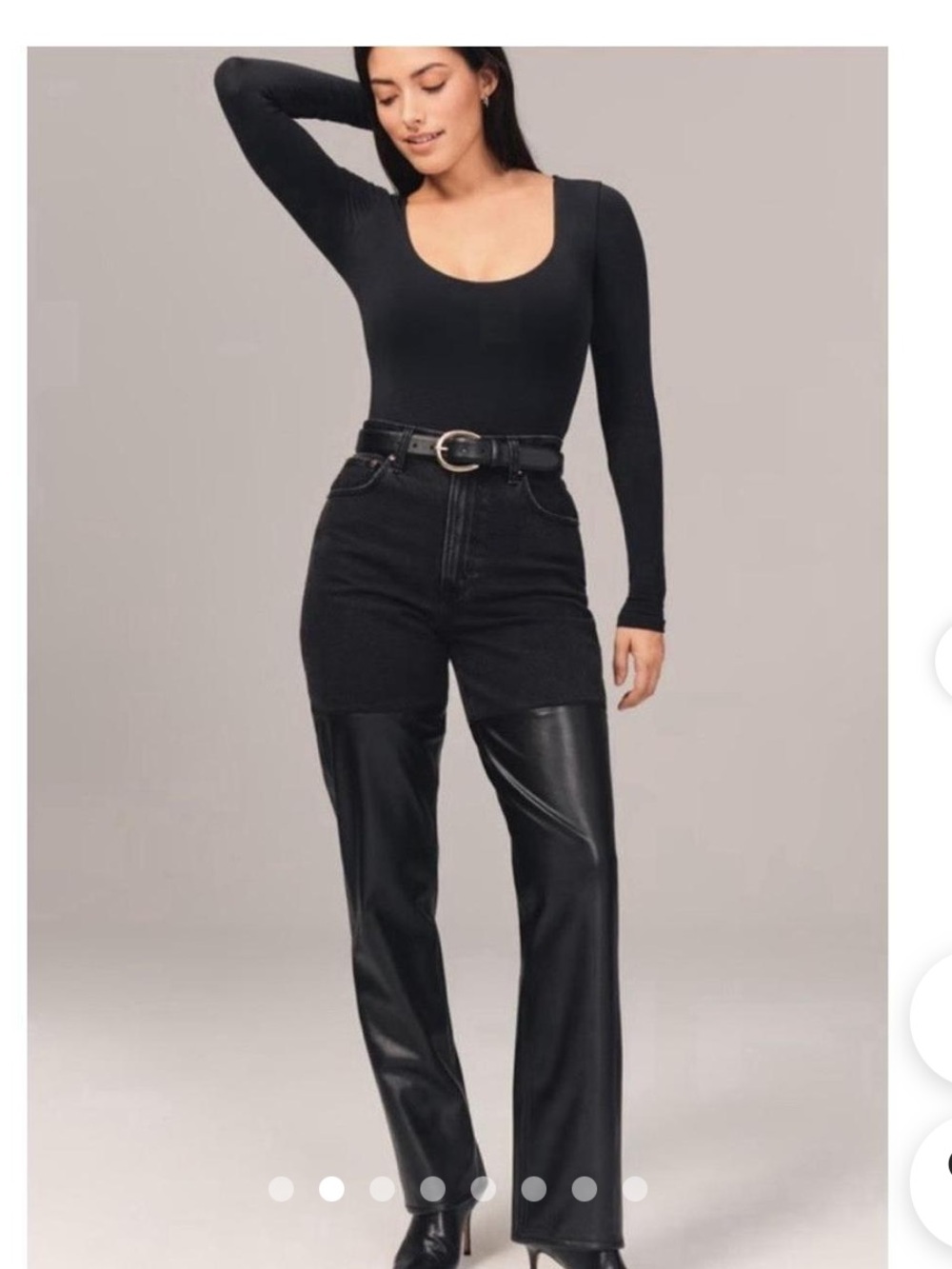 Abercrombie & Fitch The 90s Straight Ultra High Rise Black Leather size 28